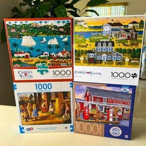 4 Jigsaw Puzzles 1000 Pieces Each - Charles Wysocki, Buffalo, Bundle of FOUR